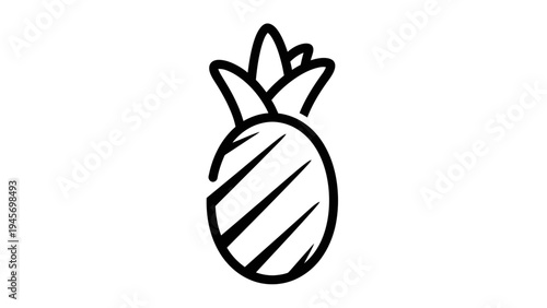 Simple Line Art Icon of a Pineapple, Hand-Drawn Style