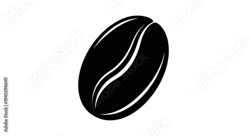 Single Black Coffee Bean Icon, Isolated on White Background, Minimalist Design