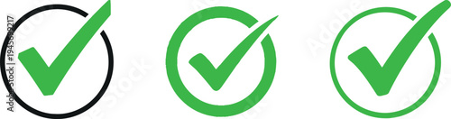 Three green checkmarks in circles