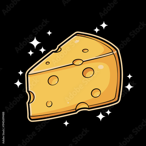A wedge of cheese with holes.