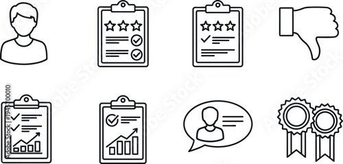 Business evaluation and rating icons set