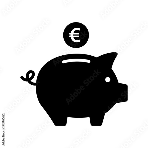 Piggy bank with Euro coin icon