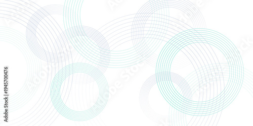 Abstract background with thin blue and teal concentric circles on white, geometric line art design for tech backdrop