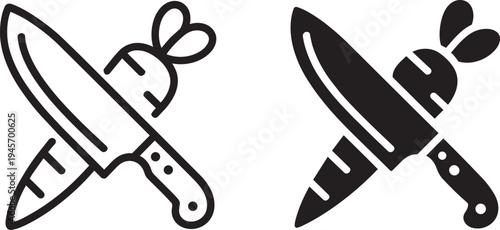 Knife and carrot vector icon. cooking, food preparation and healthy eating concept