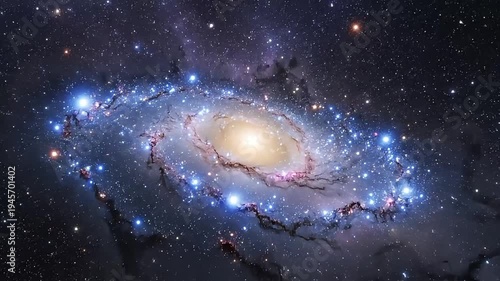 Majestic spiral galaxy shines with millions of stars in the vastness of space