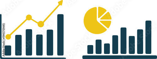 Growth trends and market share visual comparison using bar and pie charts