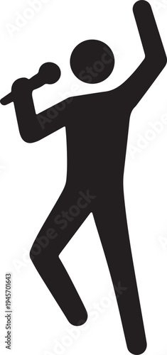 Man Singing with Microphone Silhouette Vector Icon