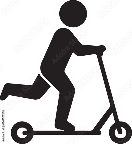 Man Riding Kick Scooter Silhouette Vector Icon Transportation Concept