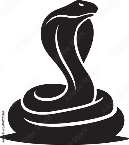 Cobra Snake Silhouette Vector Icon Aggressive Serpent Graphic