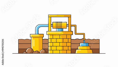 Simple illustration of a water well system drawing water