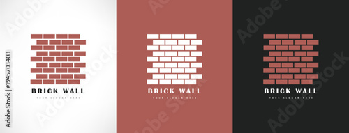 Brick wall logo vector. Building design