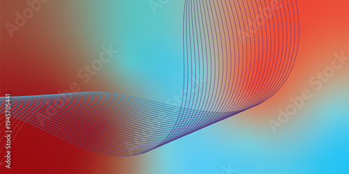 Abstract maroon, navy, red and azure neon streams bending across a mysterious dark background with tiny glowing particle sparks, advanced digital technology theme, vector style