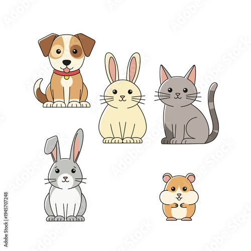 Cute Pet Animals Bundle domestic animal vector collection including dog, cat, 2 gigapixel art height 4000px.eps, Wildlife Animal Vector Illustration Bundle, Isolated Design Set