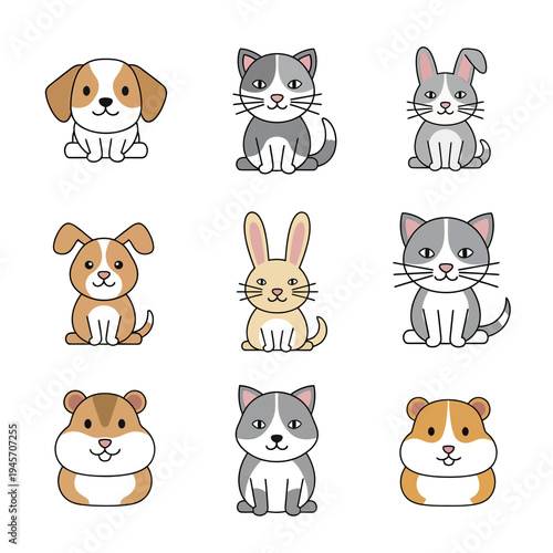 Cute Pet Animals Bundle domestic animal vector collection including dog, cat, 1 gigapixel art height 4000px.eps, Wildlife Animal Vector Illustration Bundle, Isolated Design Set