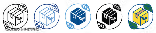Eco Packaging icon set multiple style collection
