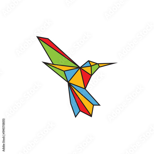 Flying paper crane icon on transparent background. Origami bird from folded paper. Vector illustration