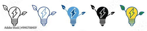 Green Energy icon set multiple style collection