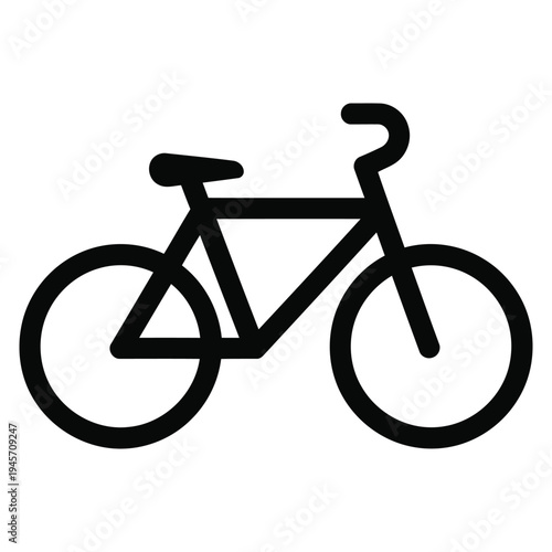 Simple Bicycle Icon Outline, Minimalist Line Art Cycle Symbol for Transportation and Fitness