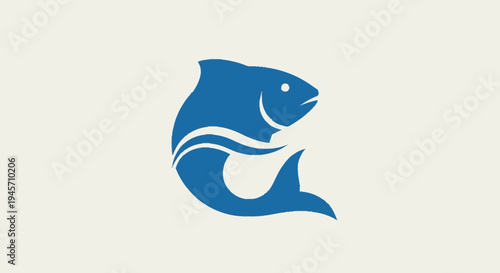 Blue Fish Logo Design Illustration.