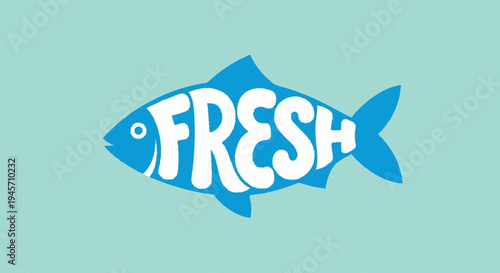Blue Fish with Fresh Text Logo Design.
