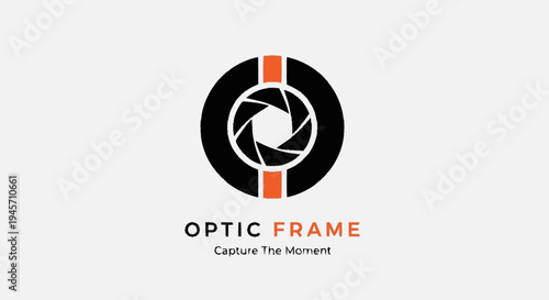 Camera Shutter Logo Design Element Black White Orange.