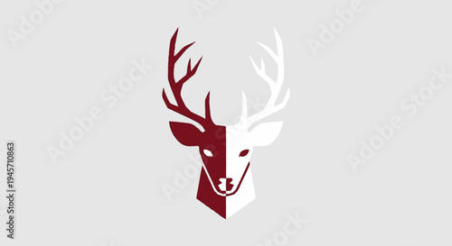 Deer Head Logo Design with Antlers.