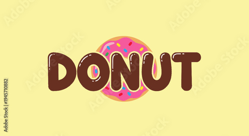 Donut Text Graphic with Donut Illustration.