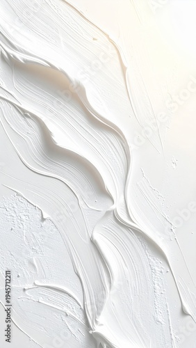 Abstract White Textured Background with Flowing Curves and Light Reflection