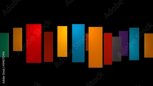 Abstract colorful rectangular shapes on a dark background, embodying a minimalist tech aesthetic.