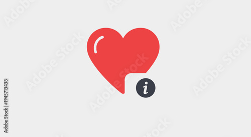 Red Heart Icon with Information Symbol, Love and Details