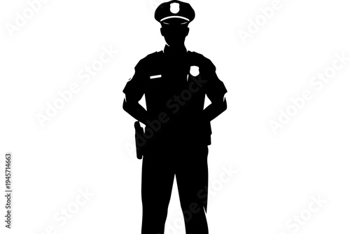 Silhouette of a Police Officer in Uniform