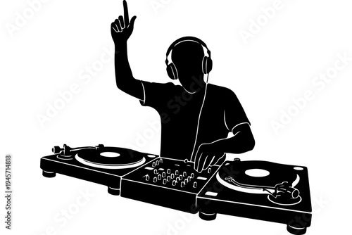 DJ Performing with Turntables and Headphones