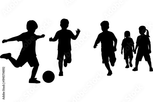 Children Playing Soccer Silhouettes