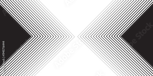 Black halftone arrow pattern. Repeated fading triangle gradation background. Arrows pointing to center direction backdrop. Vector thin to thick speed line concept texture for poster, banner, cover
