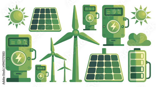 Illustration of Various Renewable Energy Sources.
