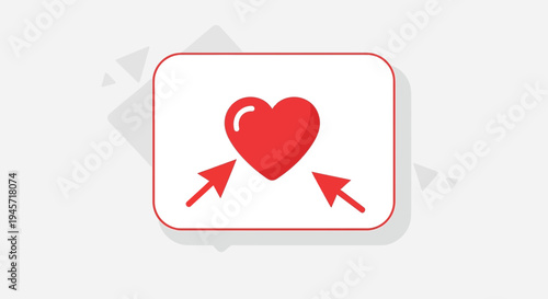 Red Heart Icon with Arrows, Love Symbol, Valentine's Day, Health Concept
