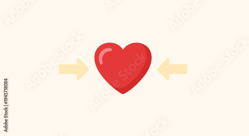 Red Heart Icon with Arrows, Symbolizing Love, Care, and Affection