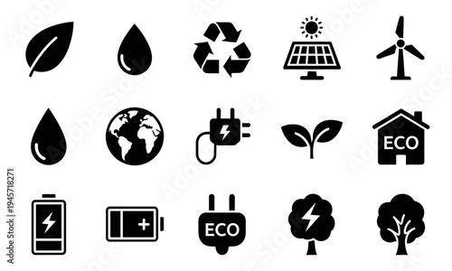 Eco friendly icons and sustainable symbols