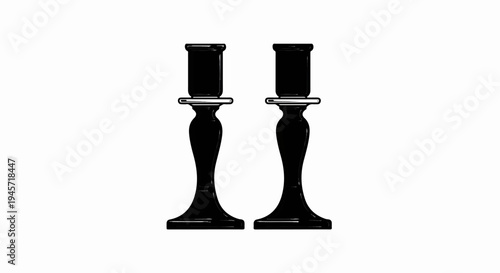 Two elegant black candlesticks stand tall against a stark white backdrop