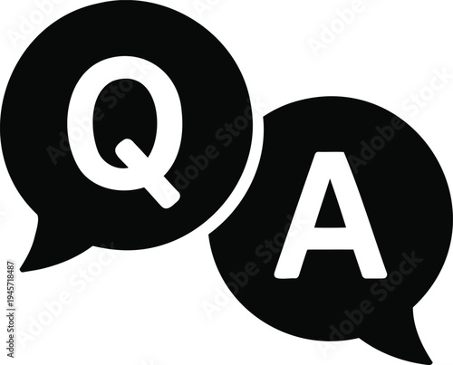 Q&A Speech Bubble Icon Vector - Questions and Answers Symbol for Help Center and Customer Support Illustration