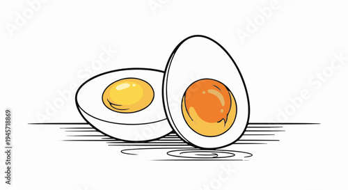 Two halves of a hard-boiled egg, one with a vibrant yellow yolk, the other with a richer orange yolk