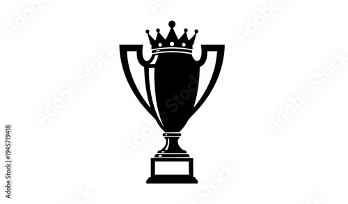 Football league champion trophy silhouette icon England soccer competition cup award vector