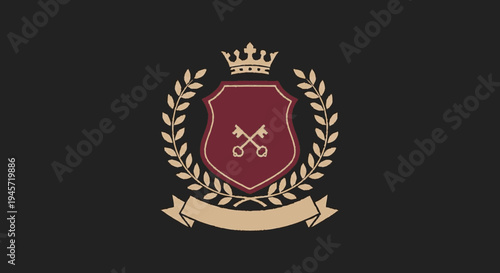 Gold Emblem with Crown and Laurel Wreath.