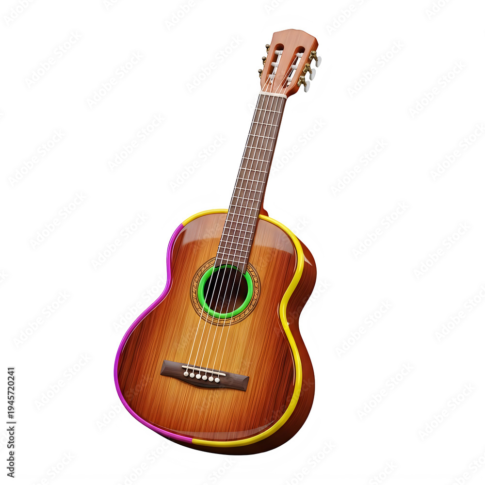 Fototapeta premium A brown acoustic guitar with a white background