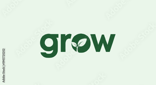 Grow Logo with Seedling in Letter.