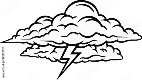 Stylized storm cloud with lightning bolt