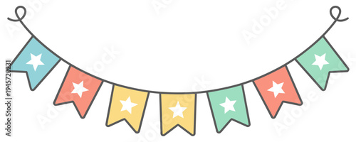 Bunting pastel star pennant banner hanging festive celebration garland vector