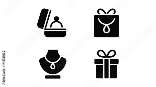 A collection of jewelry and gift silhouette icons.