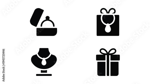 A collection of jewelry and gift silhouette icons.