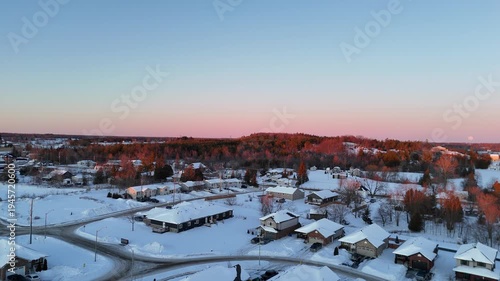 An aerial view of a sunset in the country